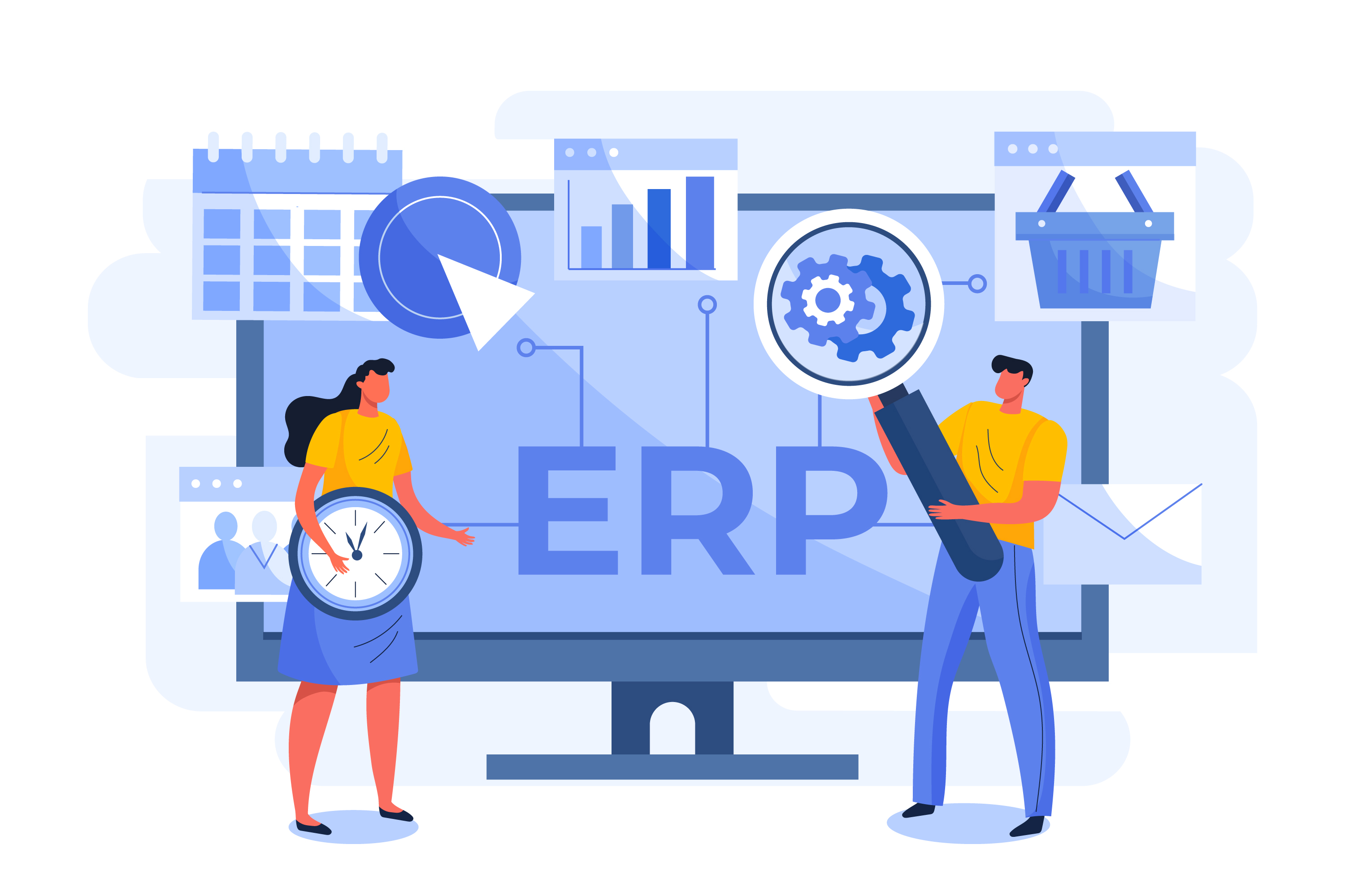 Business team discussing ERP benefits